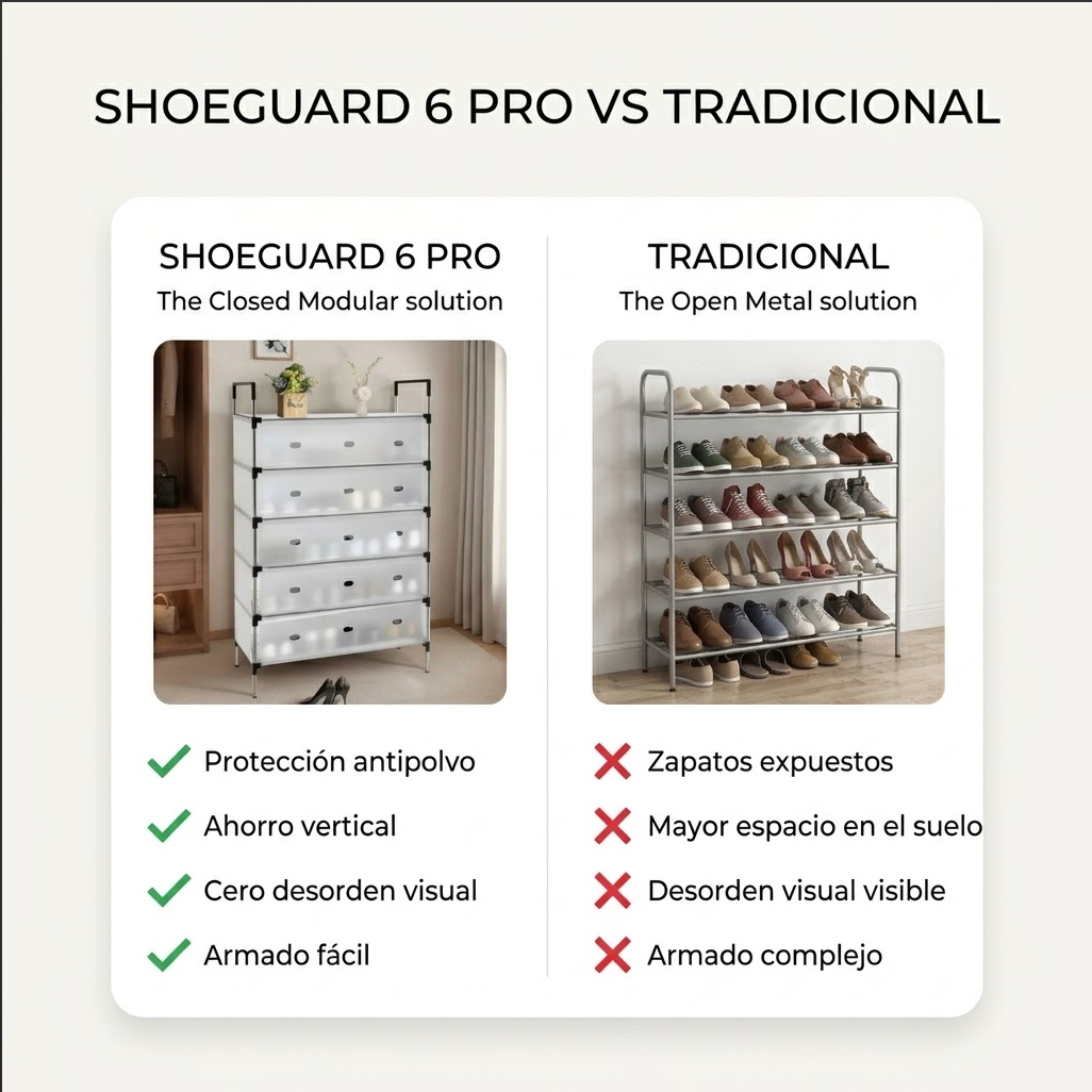 ShoeGuard 6 Pro | Zapatero 6 niveles con tapa | Tus zapatos favoritos protegidos, organizados y como nuevos todos los días