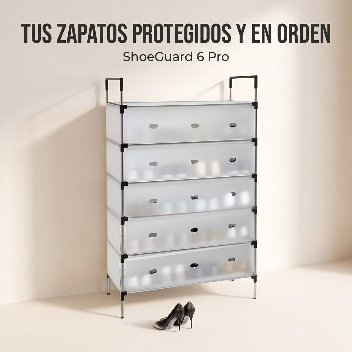 ShoeGuard 6 Pro | Zapatero 6 niveles con tapa | Tus zapatos favoritos protegidos, organizados y como nuevos todos los días