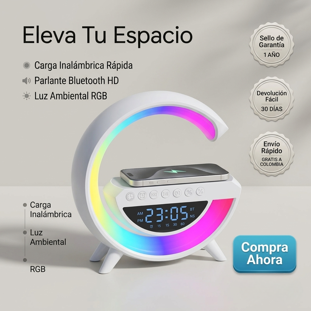 LuminaCharge 3 en 1 | Luz, carga y sonido integrado
